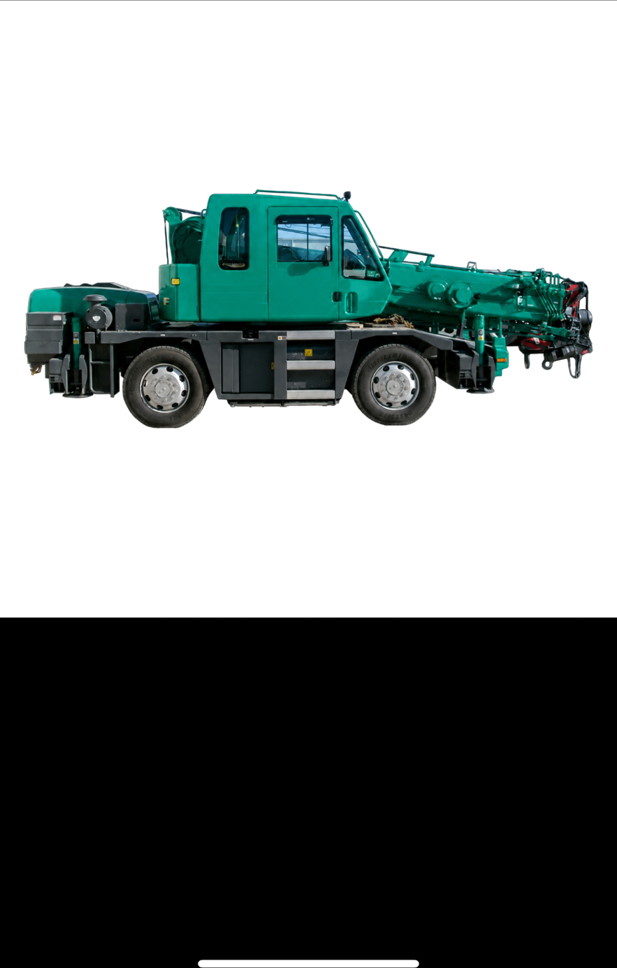 Hudson crane services green mobile crane truck